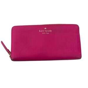 Kate Spade Hot Pink Leather Zip Around Continental Wallet